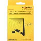 DeLOCK 12462 scheda di rete e adattatore WLAN 433 Mbit/s Nero, Wireless, USB, WLAN, Wi-Fi 5 (802.11ac), 433 Mbit/s, Nero