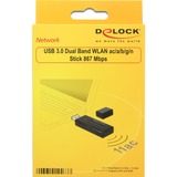 DeLOCK 12463 scheda di rete e adattatore WLAN 867 Mbit/s Nero, Wireless, USB, WLAN, Wi-Fi 5 (802.11ac), 867 Mbit/s, Nero