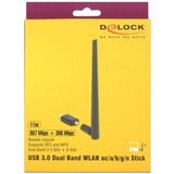 DeLOCK 12535 scheda di rete e adattatore RF Wireless Nero, Wireless, USB, RF Wireless, Wi-Fi 5 (802.11ac), Nero