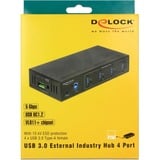 DeLOCK 63309 hub di interfaccia USB 3.2 Gen 1 (3.1 Gen 1) Type-B 5000 Mbit/s Nero, Hub USB Nero, USB 3.2 Gen 1 (3.1 Gen 1) Type-B, USB 3.2 Gen 1 (3.1 Gen 1) Type-A, 5000 Mbit/s, Nero, Metallo, dC
