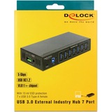 DeLOCK 63311 hub di interfaccia USB 3.2 Gen 1 (3.1 Gen 1) Type-B 5000 Mbit/s Nero Nero, USB 3.2 Gen 1 (3.1 Gen 1) Type-B, USB 3.2 Gen 1 (3.1 Gen 1) Type-A, 5000 Mbit/s, Nero, Metallo, dC
