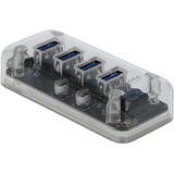 DeLOCK 64087 hub di interfaccia USB 3.2 Gen 1 (3.1 Gen 1) Micro-B 5000 Mbit/s Trasparente, Hub USB trasparente, USB 3.2 Gen 1 (3.1 Gen 1) Micro-B, USB 3.2 Gen 1 (3.1 Gen 1) Type-A, 5000 Mbit/s, Trasparente, 35 mm, 80 mm