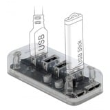 DeLOCK 64087 hub di interfaccia USB 3.2 Gen 1 (3.1 Gen 1) Micro-B 5000 Mbit/s Trasparente, Hub USB trasparente, USB 3.2 Gen 1 (3.1 Gen 1) Micro-B, USB 3.2 Gen 1 (3.1 Gen 1) Type-A, 5000 Mbit/s, Trasparente, 35 mm, 80 mm