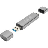 Digitus Dual Card Reader Hub USB-C™ / USB 3.0, OTG grigio, OTG, MicroSD (TransFlash), SD, Alluminio, 5000 Mbit/s, Alluminio, CE, USB 3.2 Gen 1 (3.1 Gen 1) Type-A/Type-C