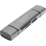 Digitus Dual Card Reader Hub USB-C™ / USB 3.0, OTG grigio, OTG, MicroSD (TransFlash), SD, Alluminio, 5000 Mbit/s, Alluminio, CE, USB 3.2 Gen 1 (3.1 Gen 1) Type-A/Type-C