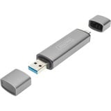 Digitus Dual Card Reader Hub USB-C™ / USB 3.0, OTG, Lettore di schede grigio, OTG, MicroSD (TransFlash), SD, Alluminio, 5000 Mbit/s, Alluminio, CE, USB 3.2 Gen 1 (3.1 Gen 1) Type-A/Type-C