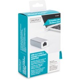 Digitus Gigabit Ethernet Adattatore USB Type-C™ bianco/Argento, Alluminio, Cina, RTL8153, 24 mm, 64 mm, 17 mm
