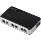 Digitus Hub 4 porte USB 2.0 Nero/Argento, USB 2.0 Mini-B, USB 2.0, 480 Mbit/s, Nero, Argento, 0,66 m, Cina