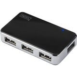 Digitus Hub 4 porte USB 2.0, Hub USB Nero/Argento, USB 2.0 Mini-B, USB 2.0, 480 Mbit/s, Nero, Argento, 0,66 m, Cina