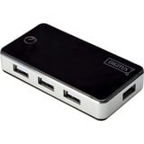 Digitus Hub 7 porte USB 2.0, Hub USB Nero/Argento, USB 2.0, 480 Mbit/s, Nero, Argento, Cina, 5 V, 85 mm