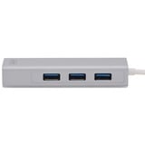 Digitus Hub USB Type-C™ 3.0 con Gigabit Ethernet bianco/Argento, USB 3.2 Gen 1 (3.1 Gen 1) Type-C, USB 3.2 Gen 1 (3.1 Gen 1) Type-A, 1000 Mbit/s, Grigio, Bianco, Cina, Gigabit Ethernet
