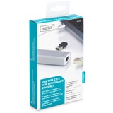 Digitus Hub USB Type-C™ 3.0 con Gigabit Ethernet bianco/Argento, USB 3.2 Gen 1 (3.1 Gen 1) Type-C, USB 3.2 Gen 1 (3.1 Gen 1) Type-A, 1000 Mbit/s, Grigio, Bianco, Cina, Gigabit Ethernet