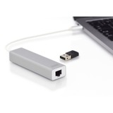 Digitus Hub USB Type-C™ 3.0 con Gigabit Ethernet bianco/Argento, USB 3.2 Gen 1 (3.1 Gen 1) Type-C, USB 3.2 Gen 1 (3.1 Gen 1) Type-A, 1000 Mbit/s, Grigio, Bianco, Cina, Gigabit Ethernet