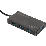 Digitus Office Hub USB 3.0, 4 porte 4 porte, USB 3.2 Gen 1 (3.1 Gen 1) Type-A, USB 3.2 Gen 1 (3.1 Gen 1) Type-A, 5000 Mbit/s, Nero, Alluminio, 1,2 m