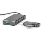 Digitus Office Hub USB 3.0, 4 porte 4 porte, USB 3.2 Gen 1 (3.1 Gen 1) Type-A, USB 3.2 Gen 1 (3.1 Gen 1) Type-A, 5000 Mbit/s, Nero, Alluminio, 1,2 m