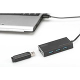 Digitus Office Hub USB 3.0, 4 porte 4 porte, USB 3.2 Gen 1 (3.1 Gen 1) Type-A, USB 3.2 Gen 1 (3.1 Gen 1) Type-A, 5000 Mbit/s, Nero, Alluminio, 1,2 m