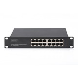 Digitus Switch Ethernet Gigabit 16 porte, 10", non gestito, Interruttore 10", non gestito, Non gestito, Gigabit Ethernet (10/100/1000), Montaggio rack, 1U
