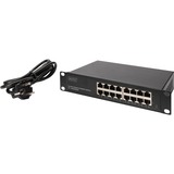 Digitus Switch Ethernet Gigabit 16 porte, 10", non gestito, Interruttore 10", non gestito, Non gestito, Gigabit Ethernet (10/100/1000), Montaggio rack, 1U