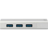 Digitus USB 3.0, Hub 3 porte & adattatore Gigabit LAN bianco, Hub 3 porte & adattatore Gigabit LAN, USB 3.2 Gen 1 (3.1 Gen 1) Type-A, USB 3.2 Gen 1 (3.1 Gen 1) Type-A, 1000 Mbit/s, Argento, Bianco, Alluminio, 0,2 m
