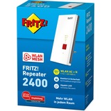 FRITZ! FRITZ!Repeater 2400, Ripetitore FRITZ!Repeater 2400, Ripetitore di rete, 1733 Mbit/s, Collegamento ethernet LAN, Bianco