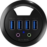 ICY BOX IB-HUB1403A presa energia Nero, Hub USB Nero, Nero, Plastica, Potenza, 69 mm, 69 mm, 70 mm