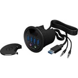 ICY BOX IB-HUB1403A presa energia Nero, Hub USB Nero, Nero, Plastica, Potenza, 69 mm, 69 mm, 70 mm