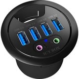 ICY BOX IB-HUB1403A presa energia Nero, Hub USB Nero, Nero, Plastica, Potenza, 69 mm, 69 mm, 70 mm