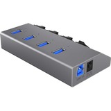 ICY BOX IB-HUB1405 USB 3.2 Gen 1 (3.1 Gen 1) Type-B 5000 Mbit/s Antracite argento, USB 3.2 Gen 1 (3.1 Gen 1) Type-B, USB 3.2 Gen 1 (3.1 Gen 1) Type-A, 5000 Mbit/s, Antracite, Alluminio, Attività, Potenza