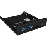 ICY BOX IB-HUB1417-i3 USB 3.2 Gen 1 (3.1 Gen 1) Type-A 5000 Mbit/s Nero, Pannello frontale Nero, USB 3.2 Gen 1 (3.1 Gen 1) Type-A, USB 3.2 Gen 1 (3.1 Gen 1) Type-A, USB 3.2 Gen 1 (3.1 Gen 1) Type-C, MicroSD (TransFlash), MicroSDHC, SD, SDHC, 5000 Mbit/s, Nero, Metallo