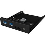 ICY BOX IB-HUB1417-i3 USB 3.2 Gen 1 (3.1 Gen 1) Type-A 5000 Mbit/s Nero, Pannello frontale Nero, USB 3.2 Gen 1 (3.1 Gen 1) Type-A, USB 3.2 Gen 1 (3.1 Gen 1) Type-A, USB 3.2 Gen 1 (3.1 Gen 1) Type-C, MicroSD (TransFlash), MicroSDHC, SD, SDHC, 5000 Mbit/s, Nero, Metallo