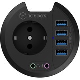 ICY BOX IB-HUB1430 presa energia Nero, Hub USB Nero, Plastica, Type F (CEE 7/4), 80 mm, 800 mm, 550 mm