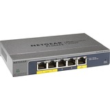 Netgear GS105PE Non gestito L2 Gigabit Ethernet (10/100/1000) Supporto Power over Ethernet (PoE) Grigio, Interruttore Non gestito, L2, Gigabit Ethernet (10/100/1000), Full duplex, Supporto Power over Ethernet (PoE)