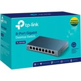 TP-Link TL-SG108 switch di rete Non gestito L2 Gigabit Ethernet (10/100/1000) Nero, Interruttore grigio, Non gestito, L2, Gigabit Ethernet (10/100/1000), Full duplex, Montabile a parete