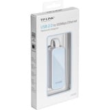 TP-Link UE200 Ethernet 100 Mbit/s, Adattatore bianco, Cablato, USB, Ethernet, 100 Mbit/s, Blu, Bianco