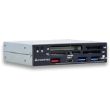 Chieftec CRD-901H lettore di schede Interno Nero, Grigio Nero, CF, Memory Stick (MS), MicroSD (TransFlash), SD, xD, Nero, Grigio, 3.5", 5000 Mbit/s, Metallo, Plastica, 101 mm
