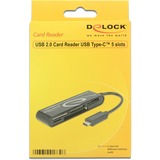 DeLOCK 91739 lettore di schede USB 2.0 Nero Nero, CF, CF Tipo II, MMC, MS PRO Duo, Memory Stick (MS), MicroSD (TransFlash), MicroSDHC, MicroSDXC,..., Nero, 480 Mbit/s, 2048 GB, USB 2.0, USB