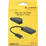 DeLOCK 91740 lettore di schede USB 3.2 Gen 1 (3.1 Gen 1) Type-C Nero Nero, MMC, MMCmicro, Memory Stick (MS), MicroSD (TransFlash), MicroSDHC, MicroSDXC, SD, SDHC, SDXC, Nero, 480 Mbit/s, 2048 GB, USB 3.2 Gen 1 (3.1 Gen 1) Type-C, USB