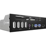 ICY BOX IB-863a-B lettore di schede Interno Nero CF, CF Tipo II, MMC, MS Micro (M2), MS PRO, MS PRO Duo, MicroDrive, MicroSD (TransFlash), RS-MMC,..., Nero, 5.25", Alluminio, Plastica, Potenza, dC