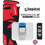 Kingston MobileLite Duo 3C lettore di schede USB 3.2 Gen 1 (3.1 Gen 1) Type-A/Type-C Blu, Argento argento