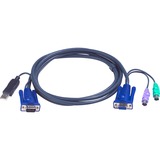 ATEN 2L-5502UP cavo per tastiera, video e mouse Nero 1,8 m Nero, 1,8 m, PS/2, PS/2, VGA, Nero, VGA + USB A