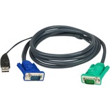 ATEN Cavo KVM USB con SPHD 3 in 1 – 1,8 m 8 m, 1,8 m, VGA, Nero, HDB-15 + USB A, SPHD-15, Maschio