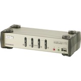 ATEN Switch KVMP™ VGA/audio PS/2-USB a 4 porte con OSD argento/Nero, 2048 x 1536 Pixel, QXGA, 1,02 W, Nero, Metallico