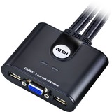 ATEN Switch KVM USB VGA cablato 2-porte con selettore porta remota Nero, 2048 x 1536 Pixel, QXGA, 0,14 W, Nero