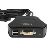 ATEN Switch KVM cavo USB DVI a 2 porte con selettore porta remota Nero, 1920 x 1200 Pixel, WUXGA, 0,93 W, Nero