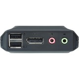 ATEN Switch KVM cavo USB DisplayPort a 2 porte con selettore porta remota Nero, 4096 x 2160 Pixel, 4K Ultra HD, 1,38 W, Nero