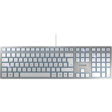 CHERRY KC 6000 Slim tastiera USB AZERTY Francese Argento, Bianco argento, Full-size (100%), Cablato, USB, AZERTY, Argento, Bianco