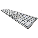 CHERRY KC 6000 Slim tastiera Universale USB AZERTY Francese Argento, Bianco argento, Full-size (100%), Cablato, USB, AZERTY, Argento, Bianco