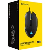 Corsair Scimitar RGB Elite mouse Mano destra USB tipo A Ottico 18000 DPI, Mouse da gioco Nero, Mano destra, Ottico, USB tipo A, 18000 DPI, Nero