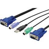 Digitus Cavo PS/2 KVM per consolle KVM, Adattatore 3 m, PS/2, PS/2, VGA, Multicolore, Nero, USB