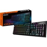 GIGABYTE AORUS K1 tastiera Gaming USB QWERTY Inglese Nero, Tastiera da gioco Nero, Cablato, USB, Interruttore a chiave meccanica, QWERTY, LED RGB, Nero